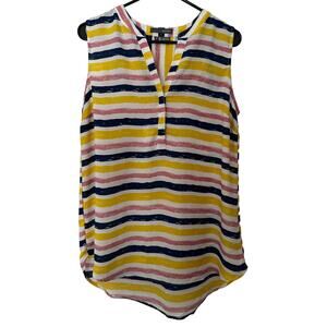 Sandra Tank Woman's Blouse Yellow/Blue Striped Size Medium